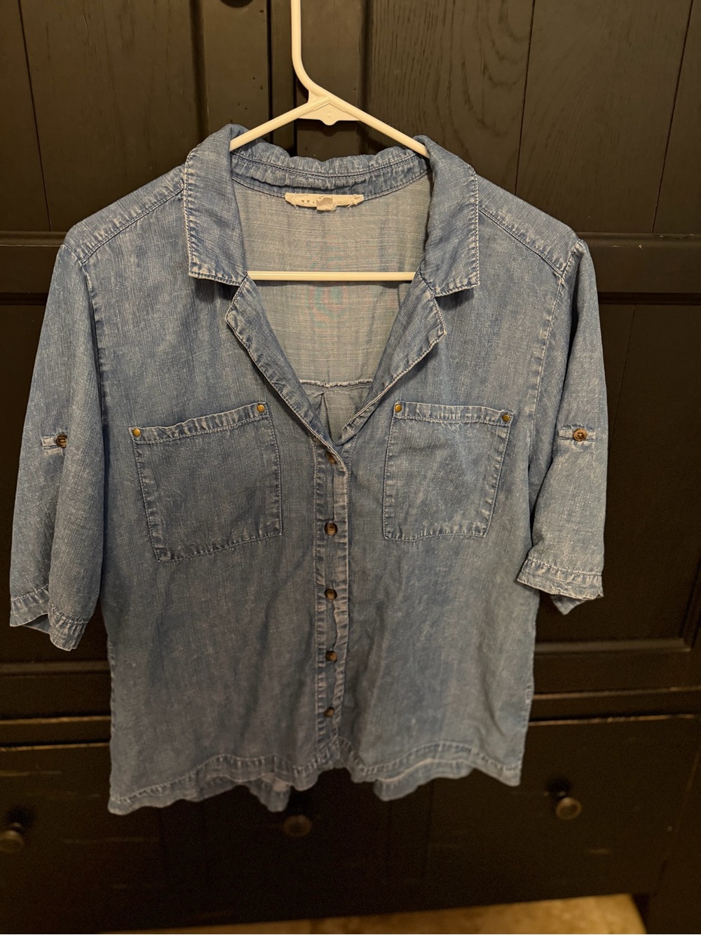 Jane and Delancey Light Blue Denim Button-Up Top
